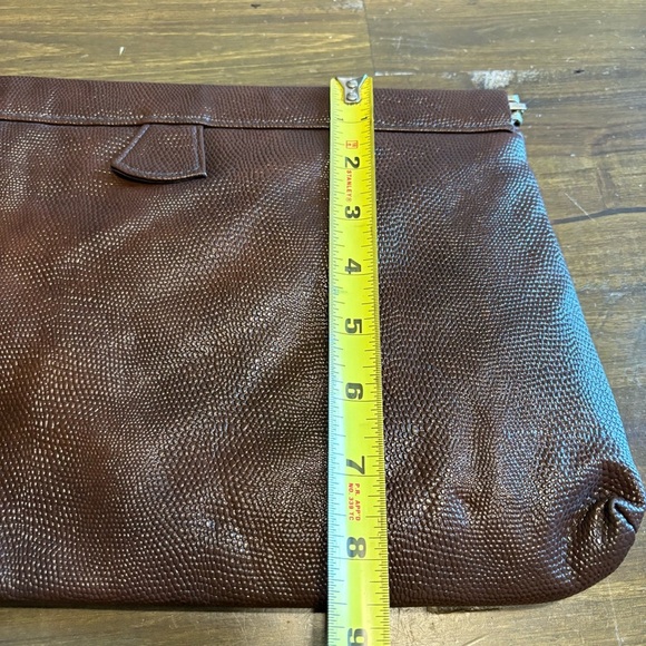 Vintage Lizard Skin Brown Clutch Evening Bag Purse Textured Rare - Picture 2 of 9